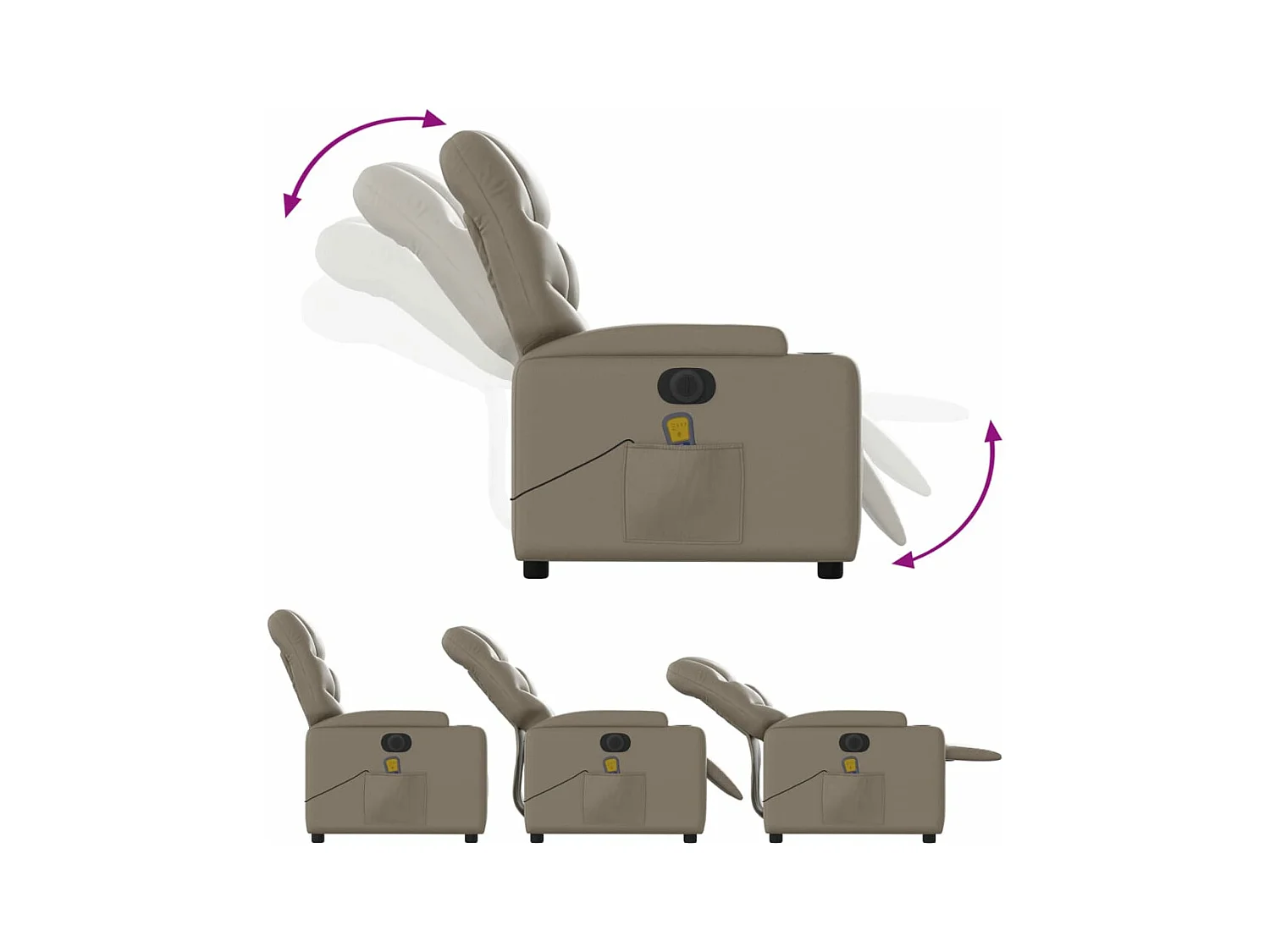 Fauteuil massant inclinable électrique cappuccino similicuir