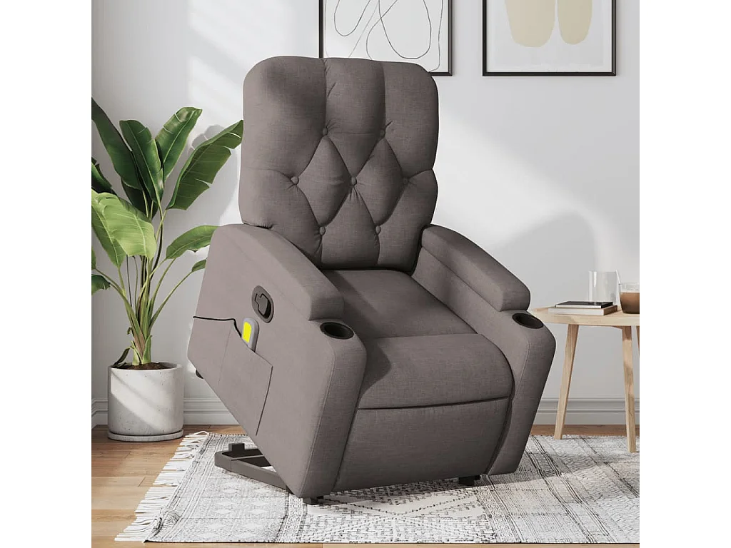 Fauteuil inclinable massant Taupe Tissu