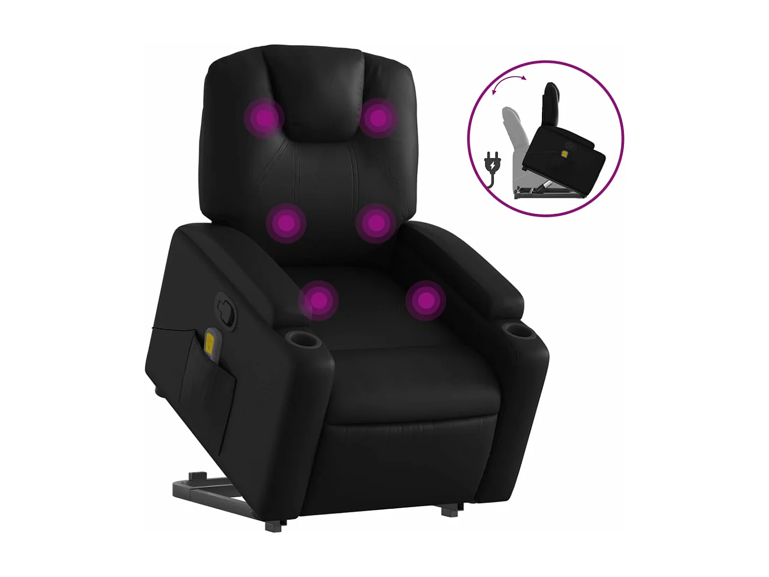 Fauteuil inclinable massant Noir Similicuir