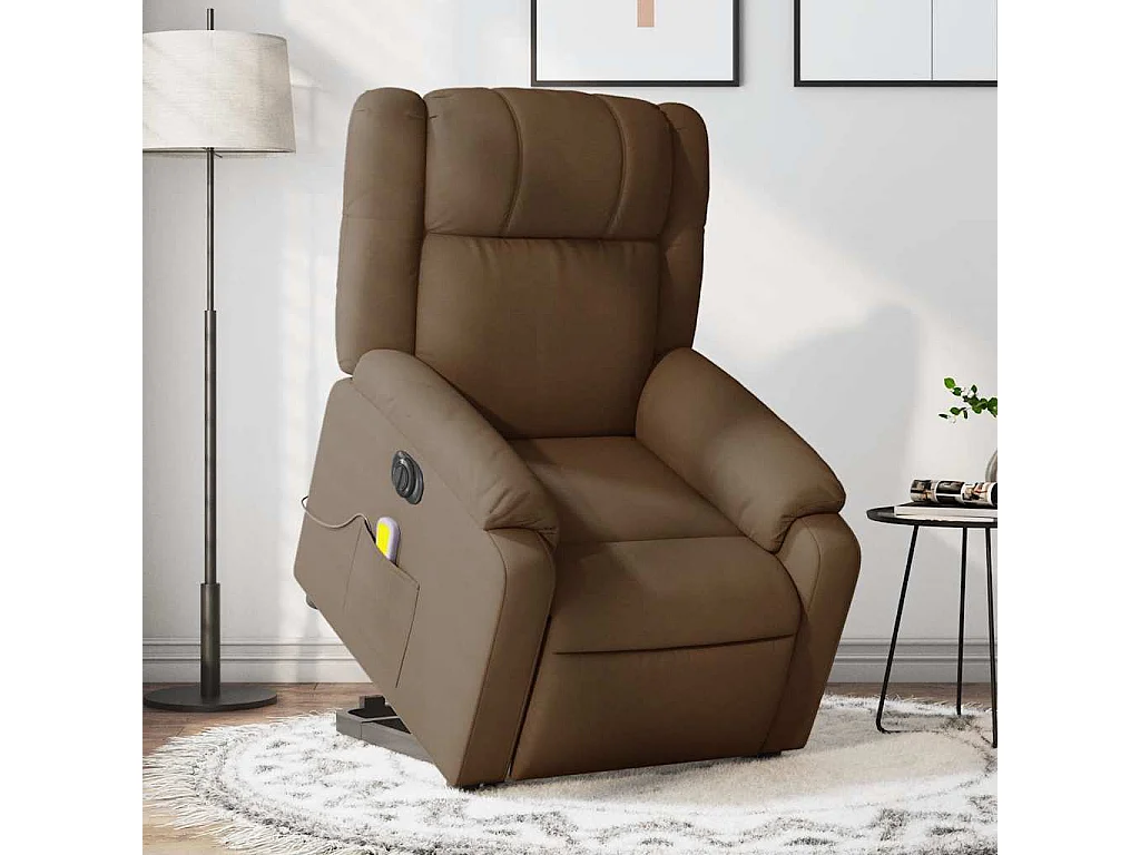 Fauteuil inclinable massant électrique Marron Tissu