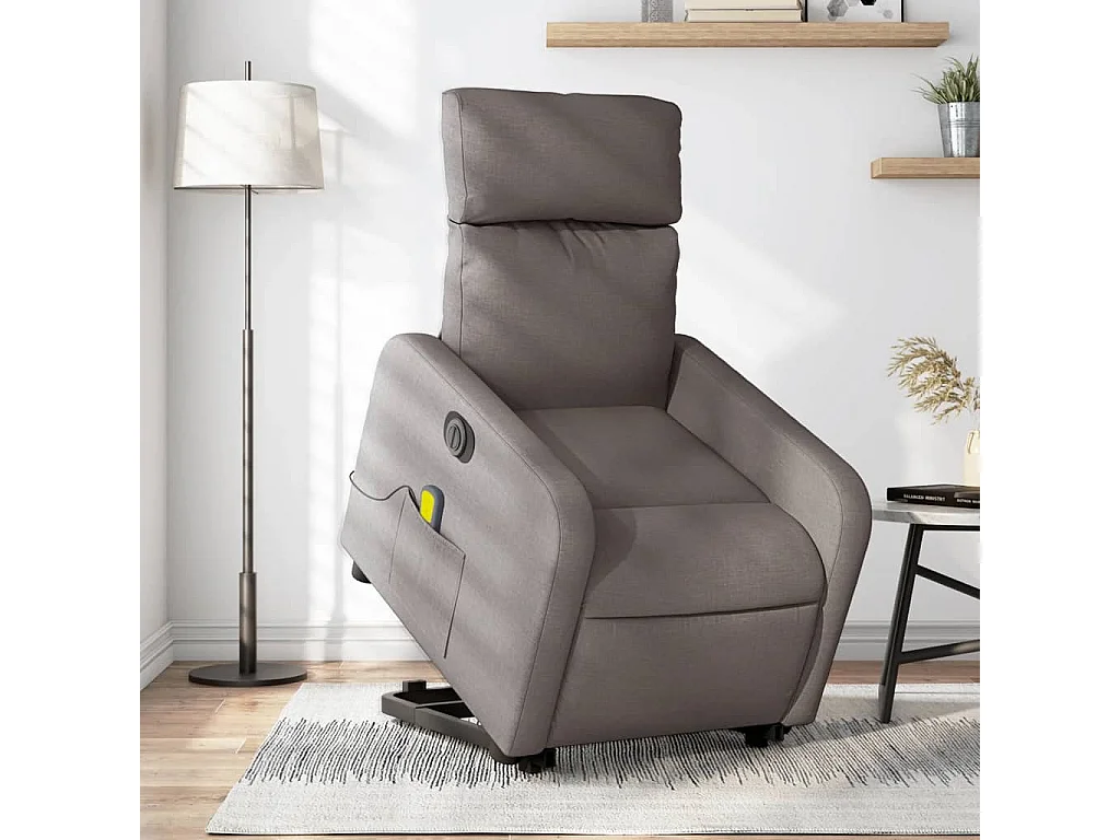 Fauteuil inclinable massant électrique Taupe Tissu