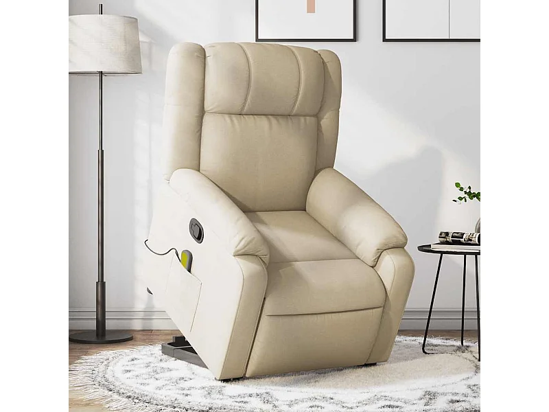 Fauteuil inclinable massant Crème Tissu
