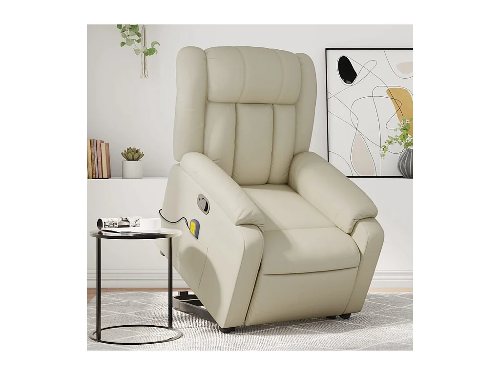 Fauteuil inclinable massant Crème Similicuir