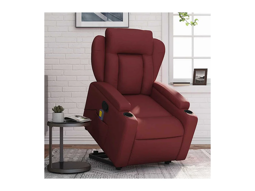 Fauteuil inclinable massant Rouge bordeaux Similicuir