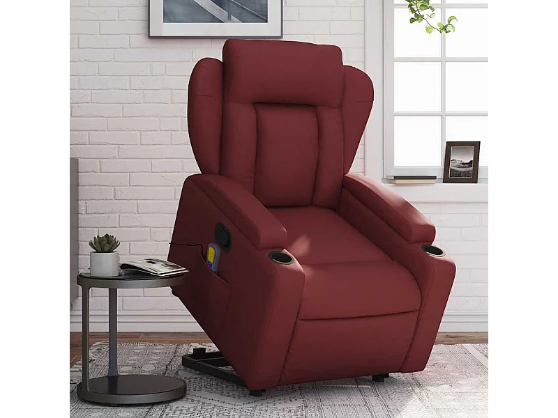 Fauteuil inclinable massant Rouge bordeaux Similicuir