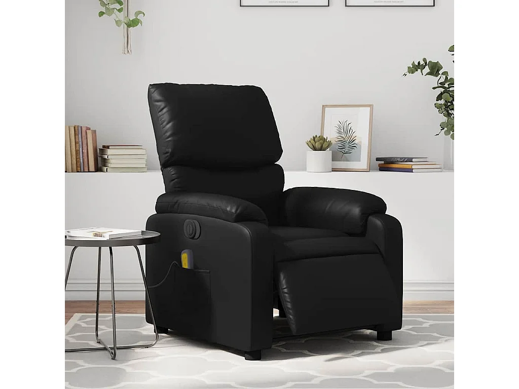 Fauteuil massant inclinable électrique noir similicuir