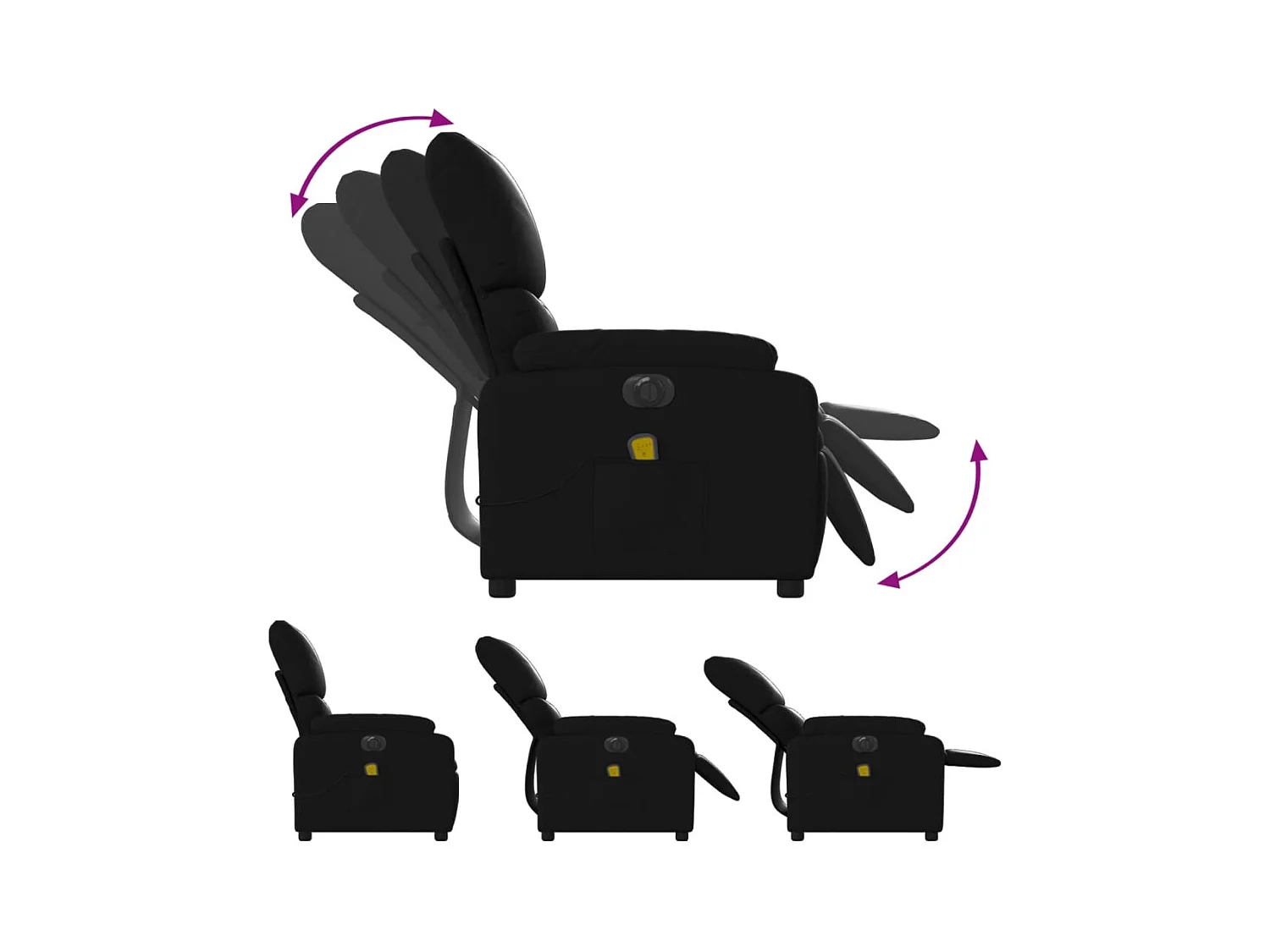 Fauteuil massant inclinable électrique noir similicuir