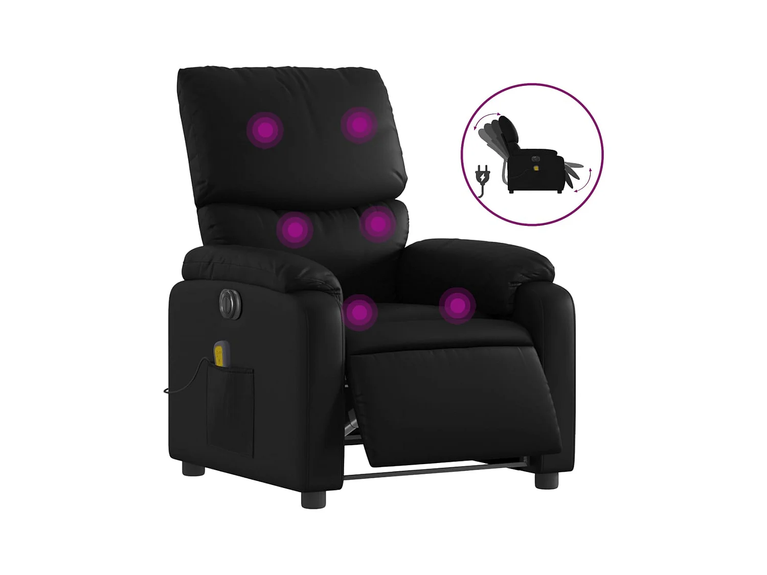 Fauteuil massant inclinable électrique noir similicuir