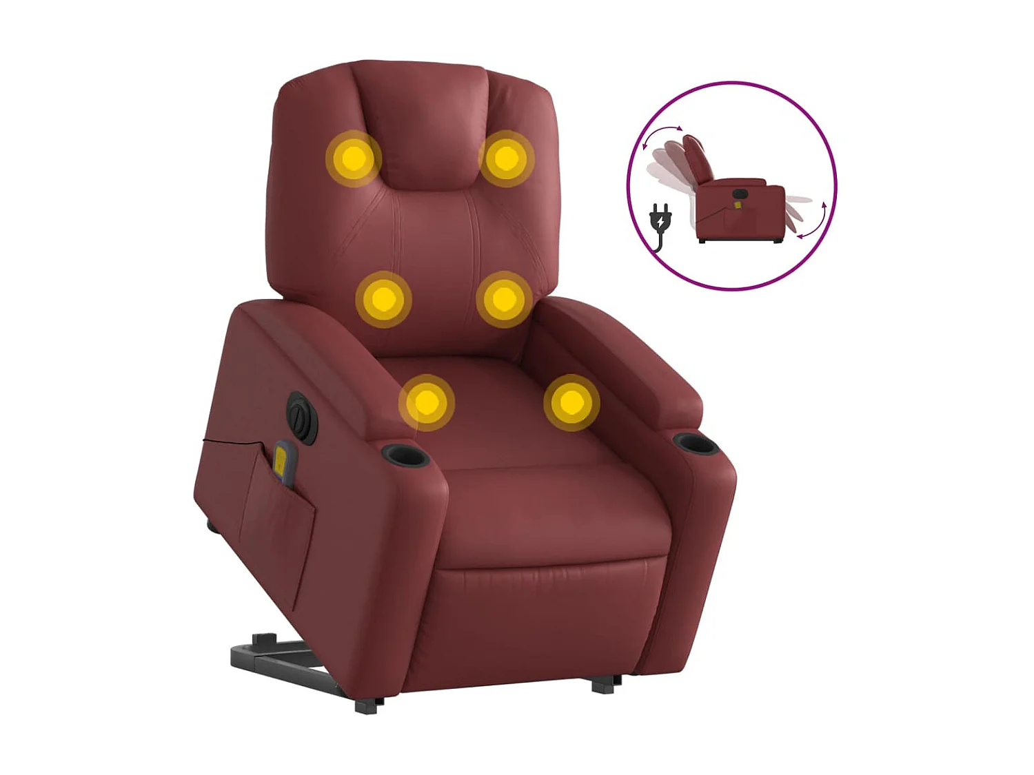 Fauteuil inclinable massant électrique rouge bordeaux