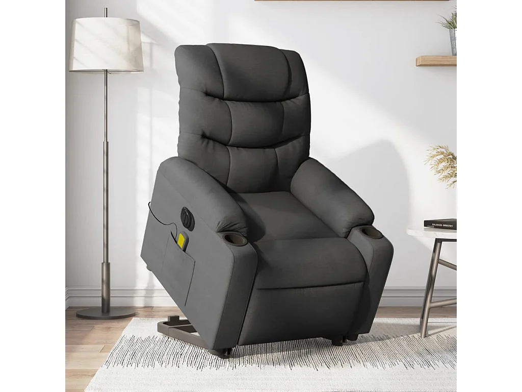 Fauteuil inclinable massant électrique Gris foncé Tissu