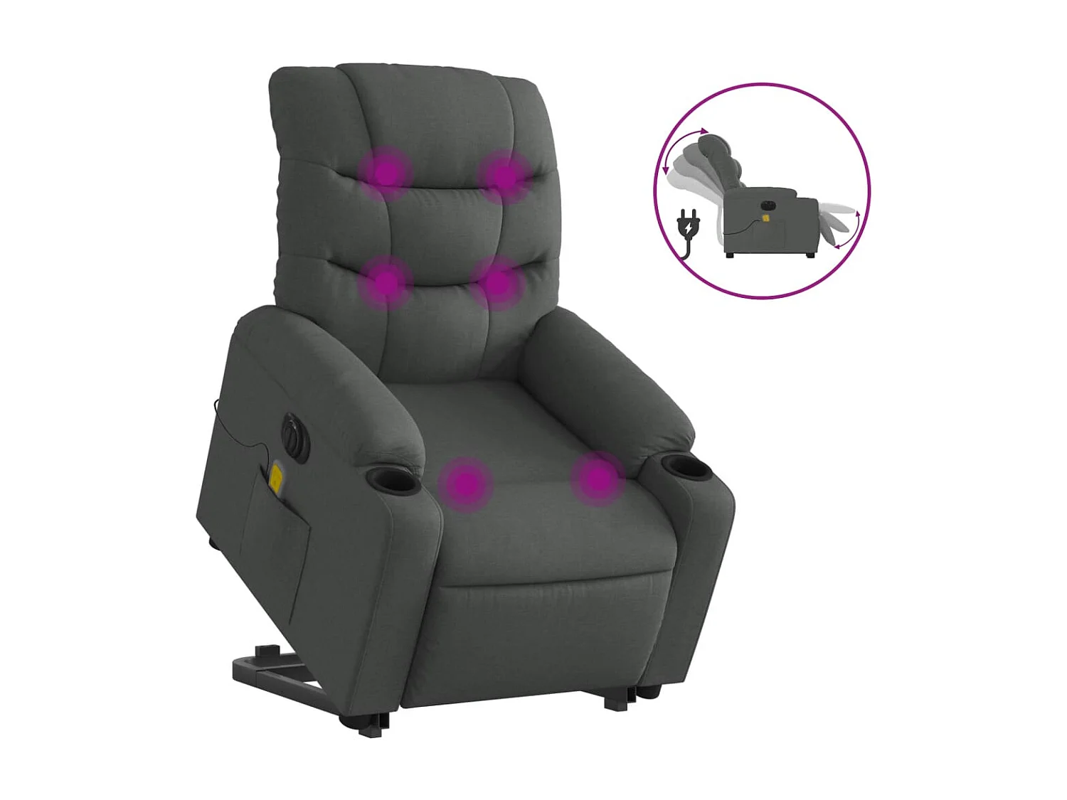 Fauteuil inclinable massant électrique Gris foncé Tissu