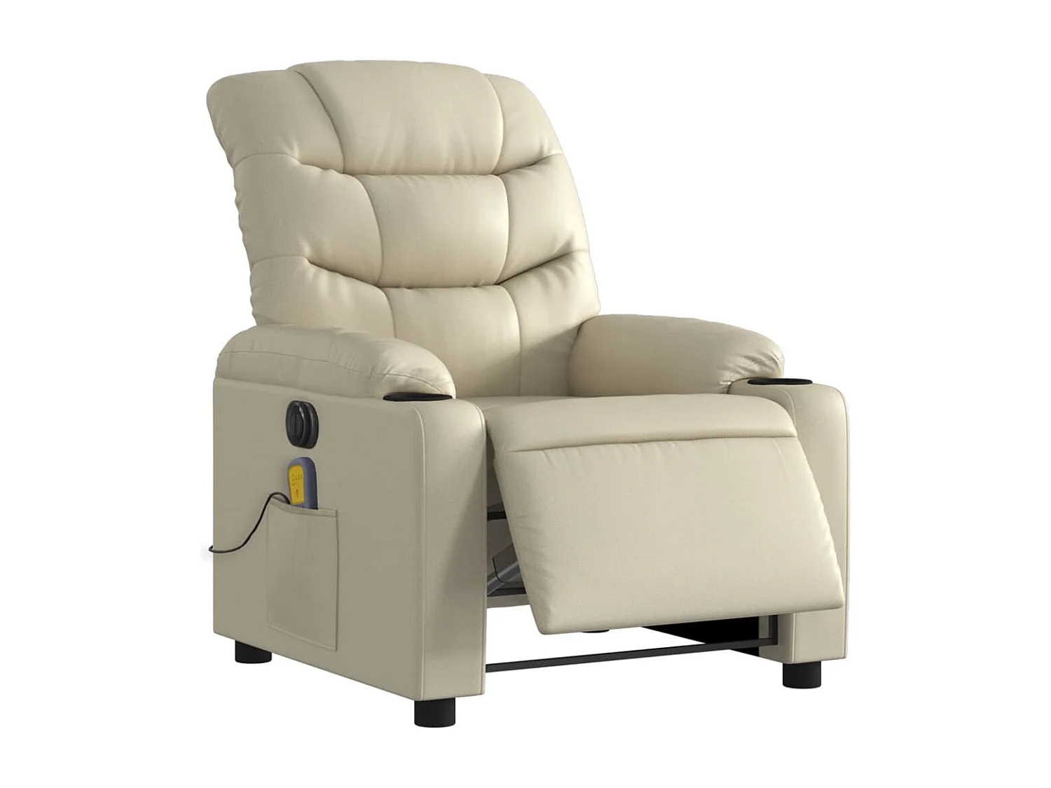 Fauteuil massant inclinable électrique crème similicuir