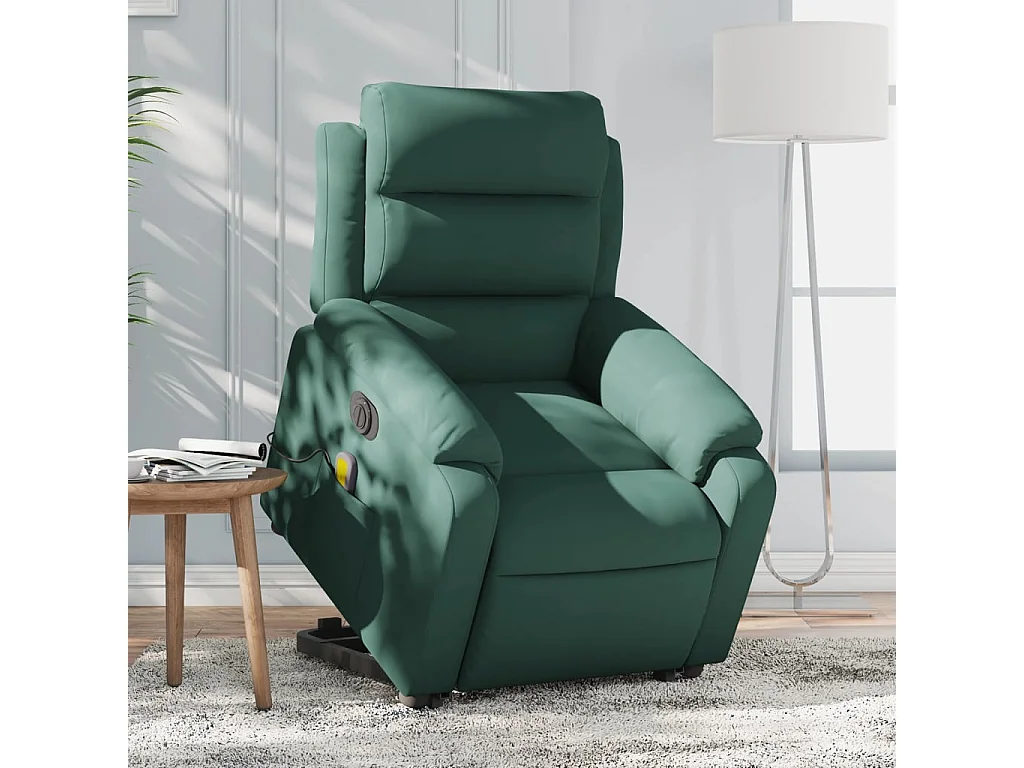 Fauteuil inclinable massant électrique vert foncé velours