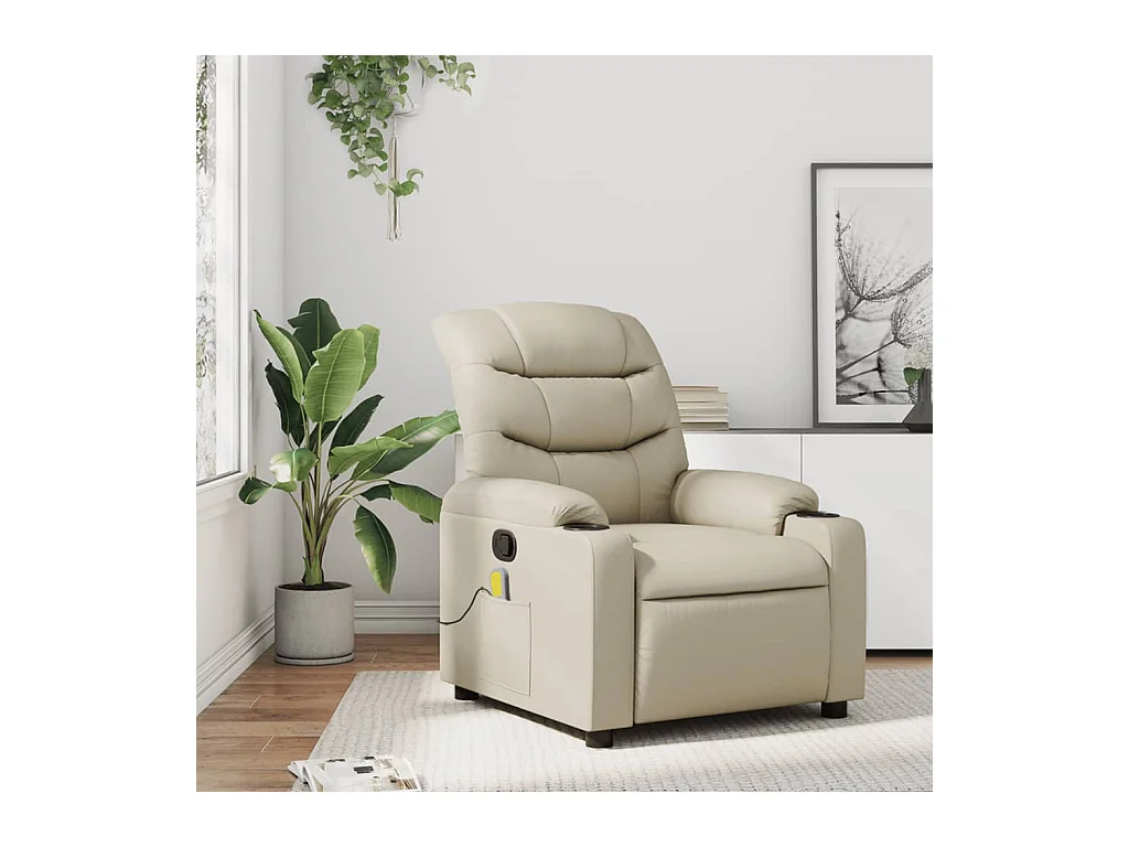Fauteuil inclinable massant Crème Similicuir
