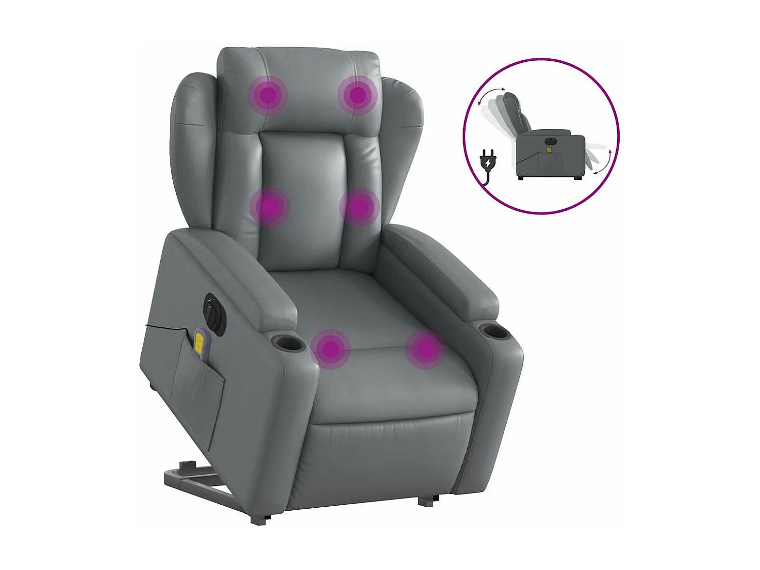 Fauteuil inclinable massant électrique gris similicuir