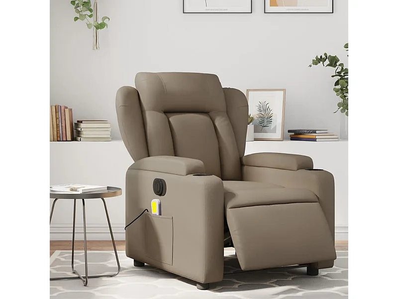 Sillón reclinable de masaje eléctrico cuero sintético capuchino