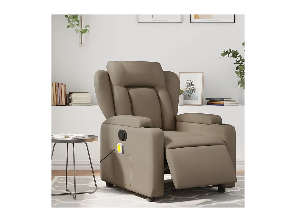 Fauteuil massant inclinable électrique cappuccino similicuir