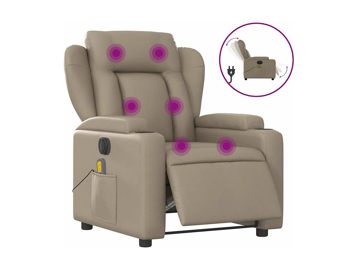 Fauteuil massant inclinable électrique cappuccino similicuir