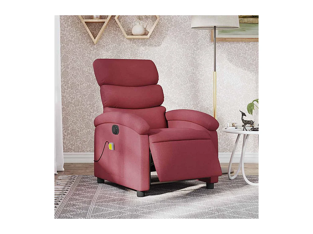 Fauteuil massant inclinable électrique Rouge bordeaux Tissu