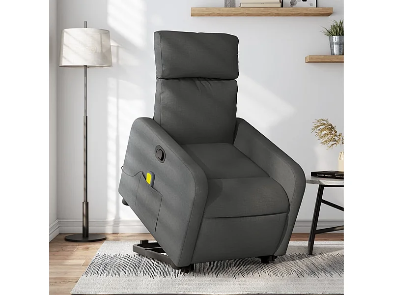 Fauteuil massant inclinable Gris foncé Tissu