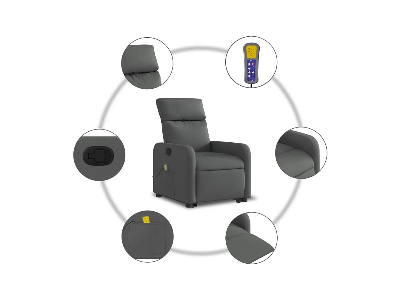 Fauteuil massant inclinable Gris foncé Tissu