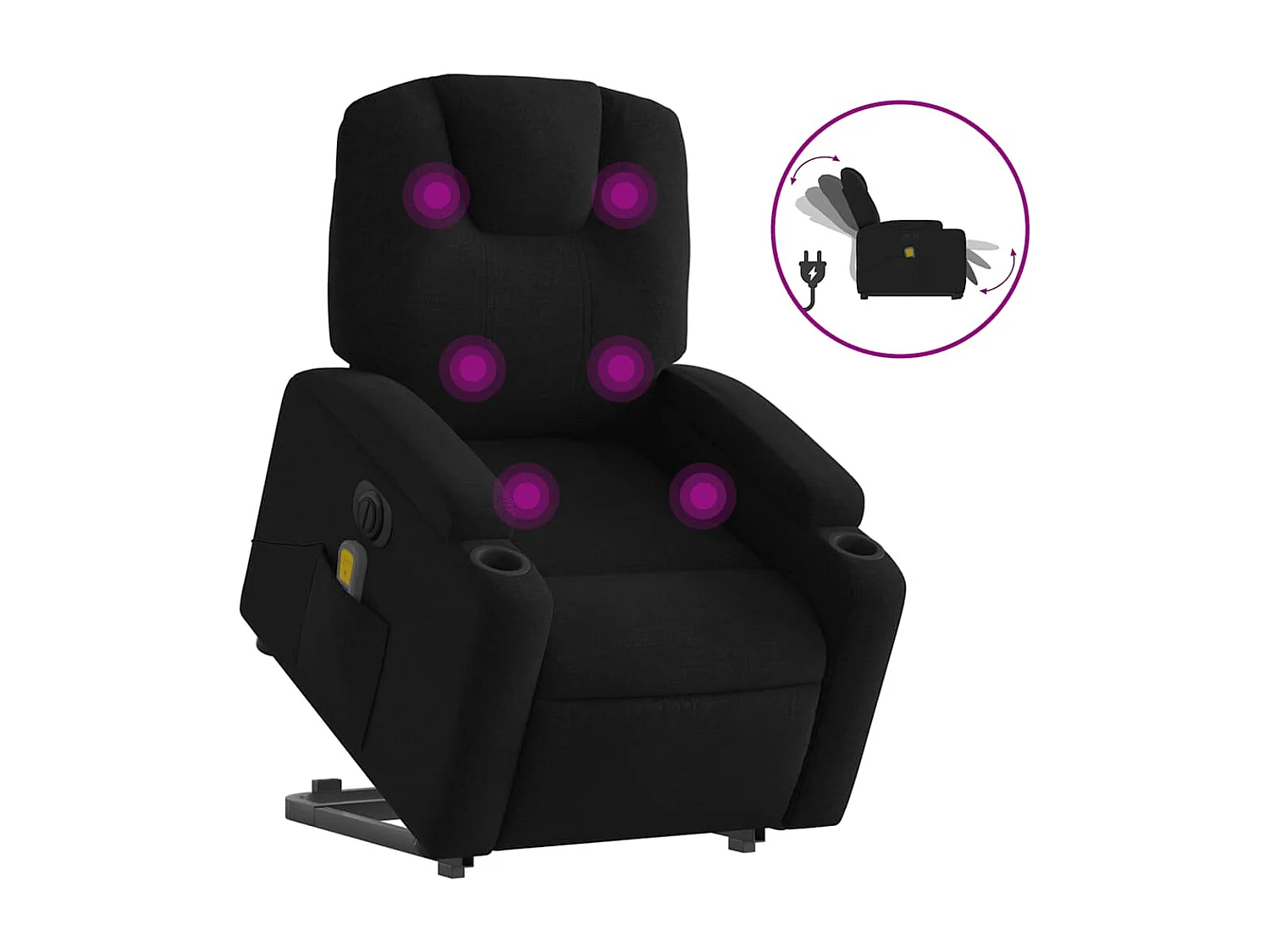 Sillón de masaje eléctrico reclinable elevable tela negro
