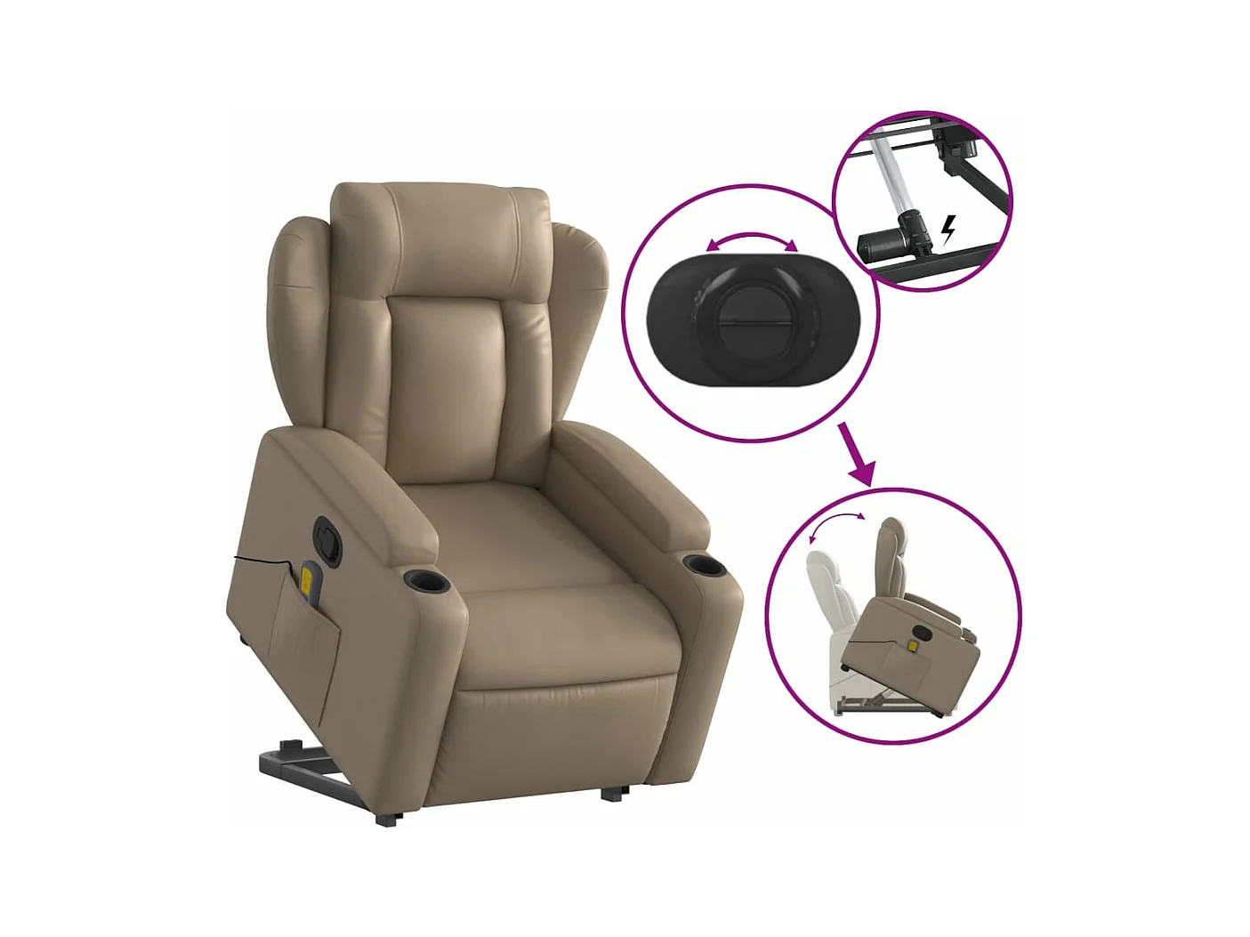 Fauteuil inclinable massant Cappuccino Similicuir