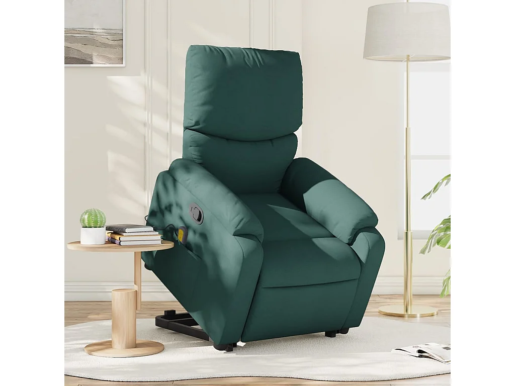 Fauteuil inclinable massant Vert foncé Tissu