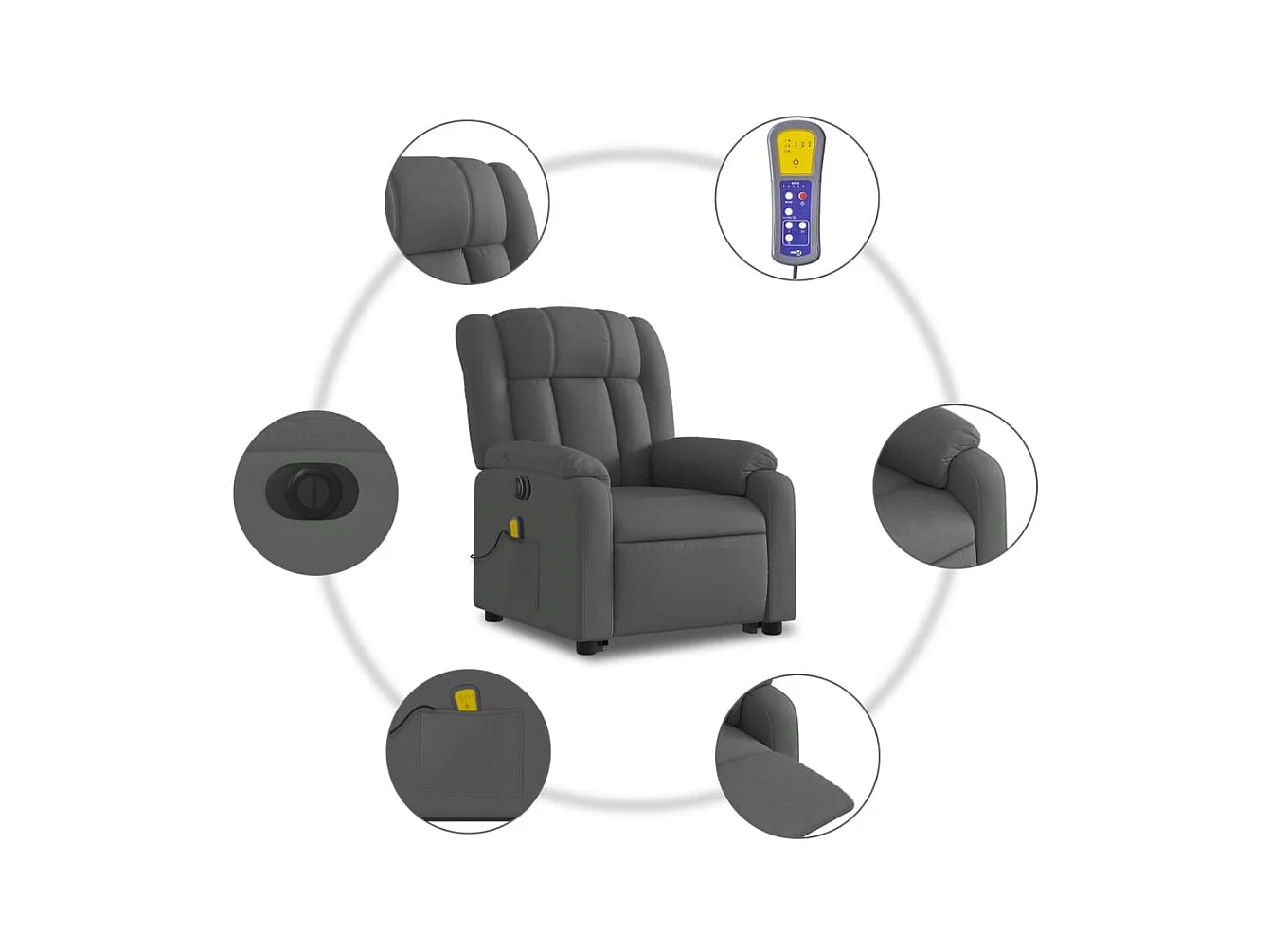 Fauteuil inclinable massant électrique Gris foncé Tissu