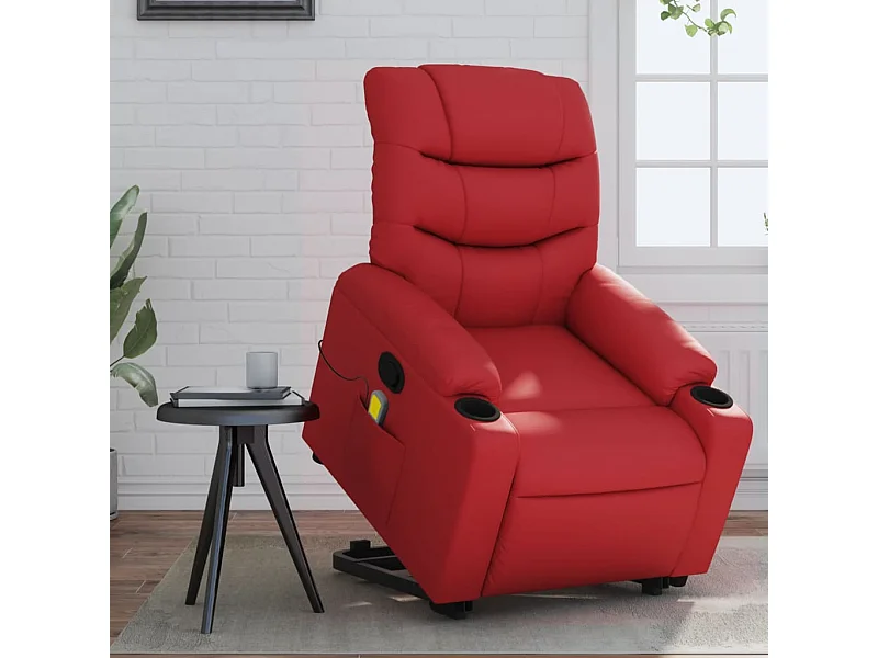 Fauteuil inclinable massant Rouge Similicuir