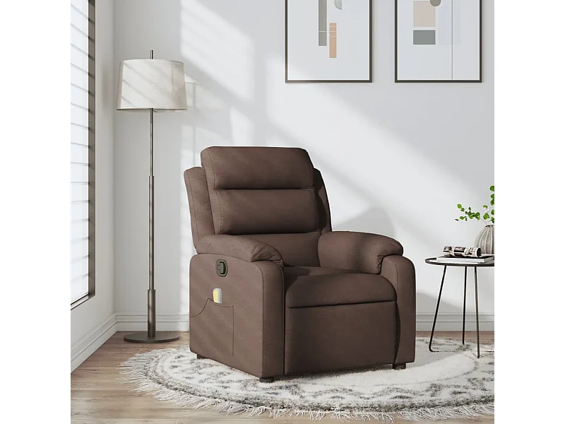 Fauteuil massant inclinable Marron foncé Tissu