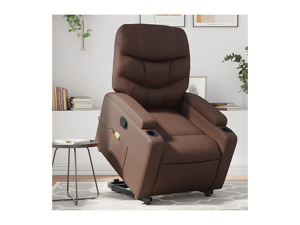 Fauteuil inclinable massant Marron Similicuir