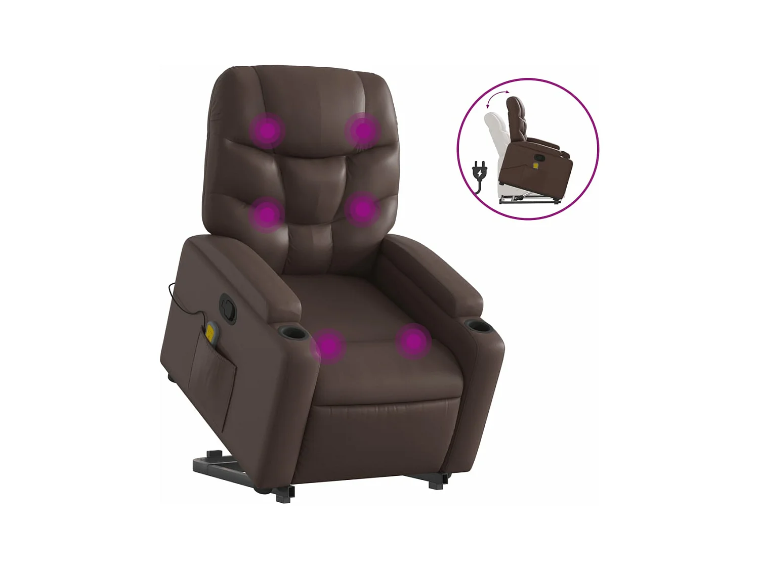 Fauteuil inclinable massant Marron Similicuir
