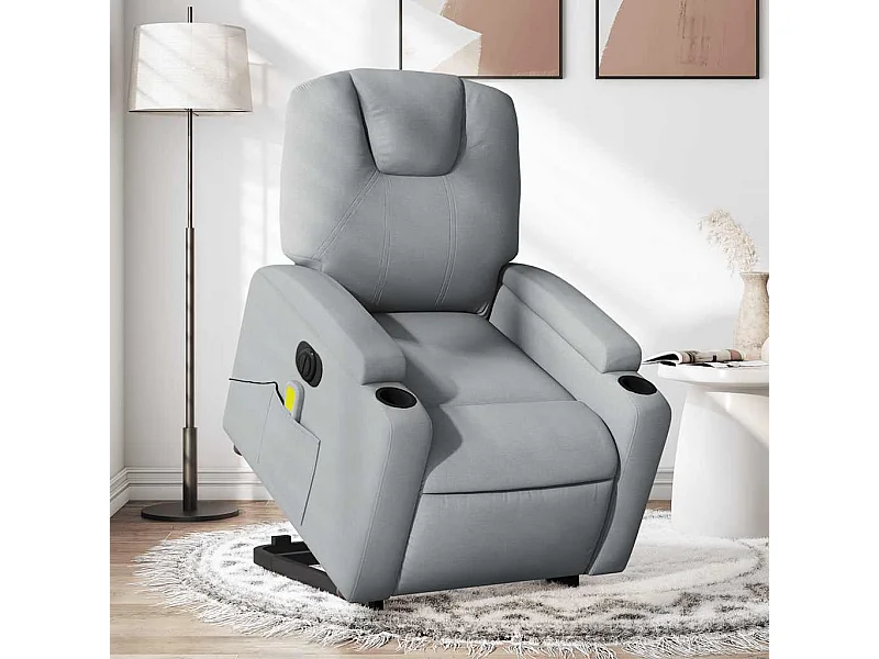 Fauteuil inclinable massant électrique Gris clair Tissu