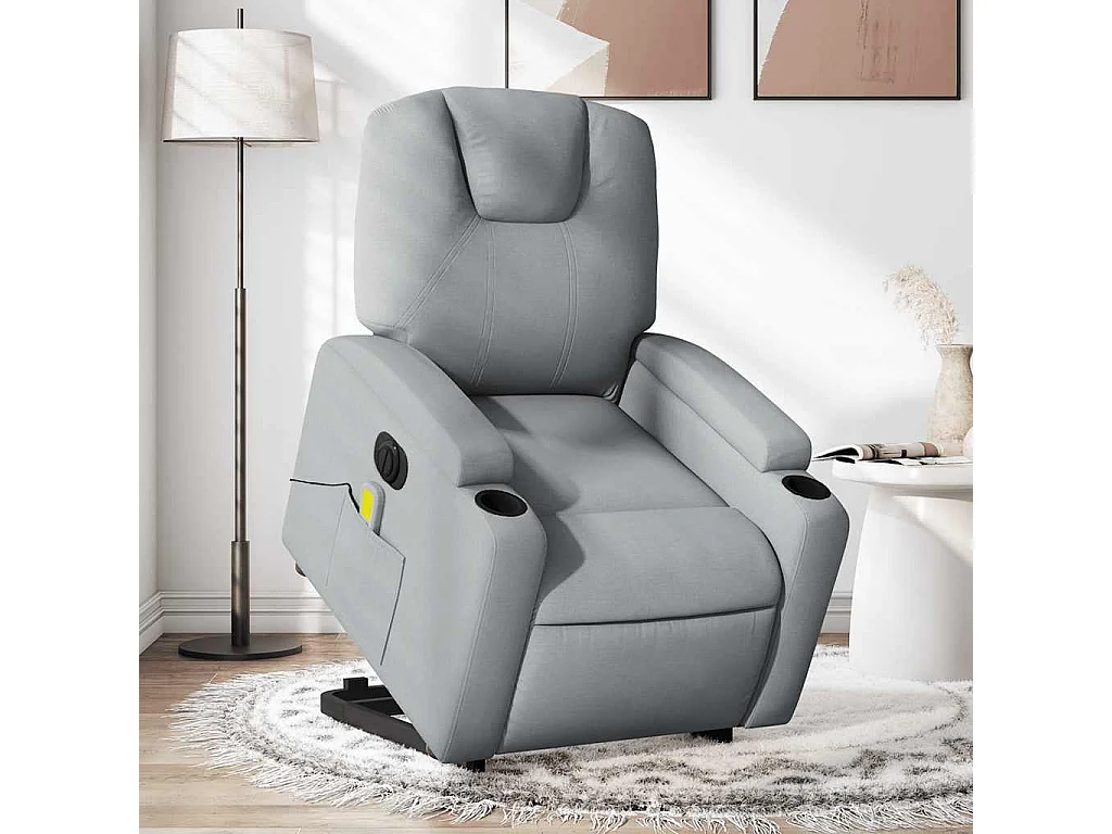 Fauteuil inclinable massant électrique Gris clair Tissu