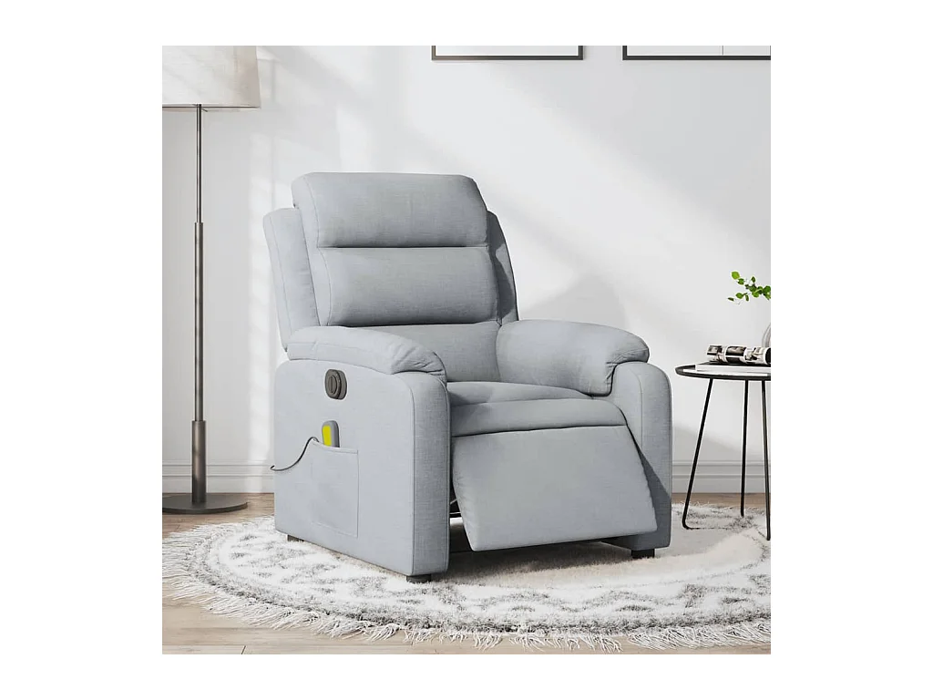 Fauteuil massant inclinable électrique gris clair tissu