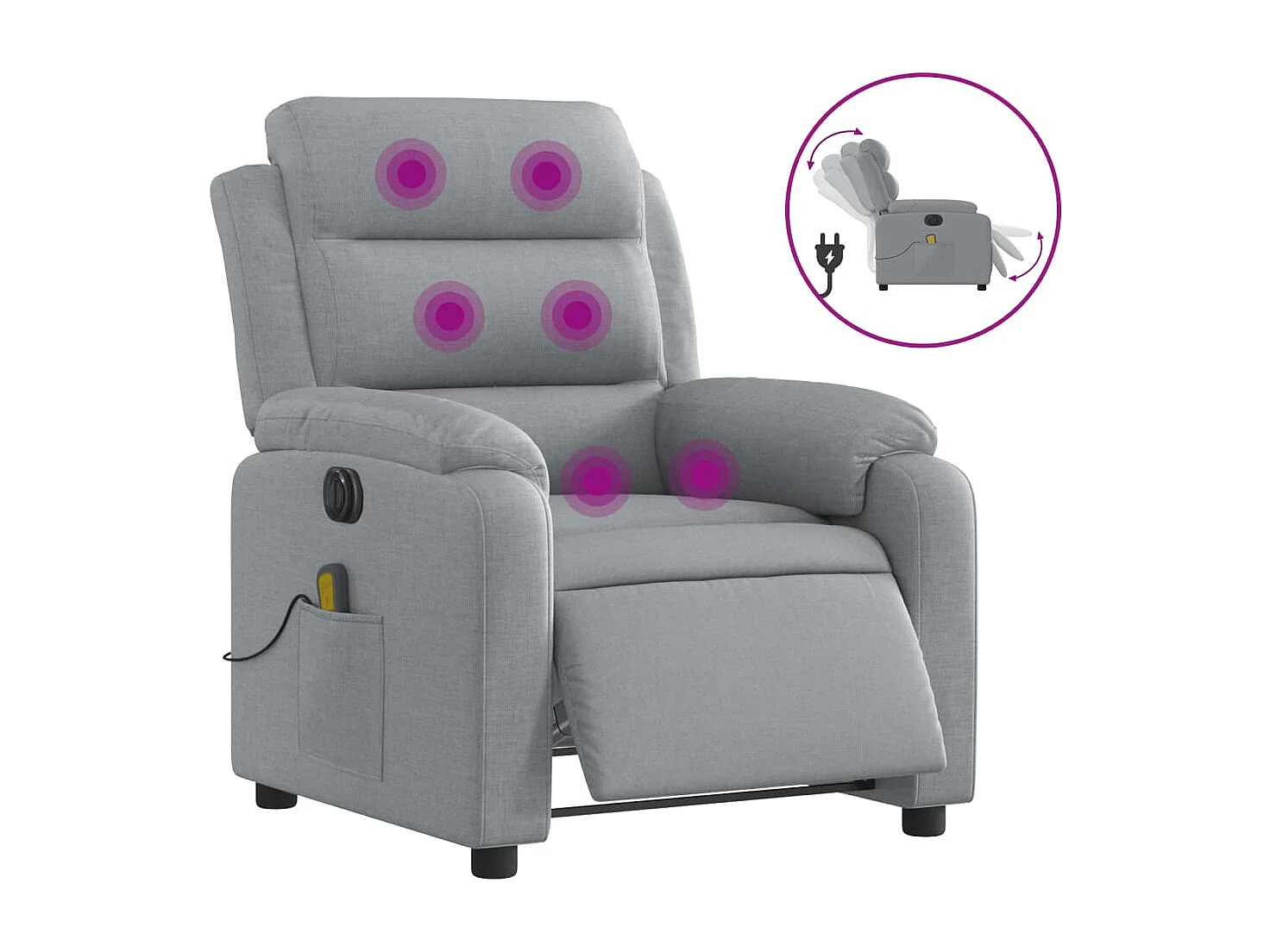 Sillón reclinable de masaje eléctrico tela gris claro