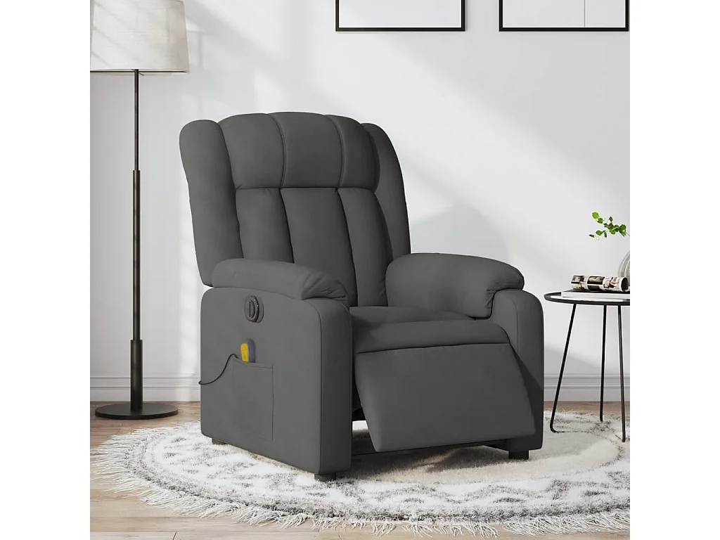 Fauteuil inclinable massant électrique gris foncé tissu