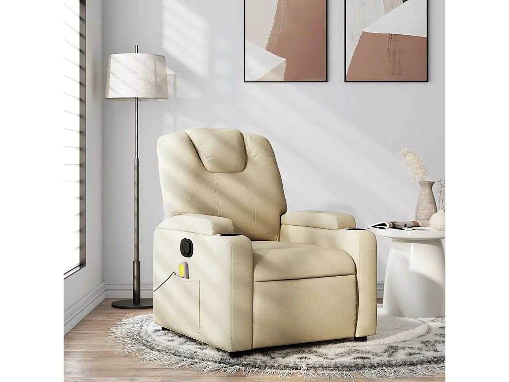 Fauteuil massant inclinable Crème Tissu