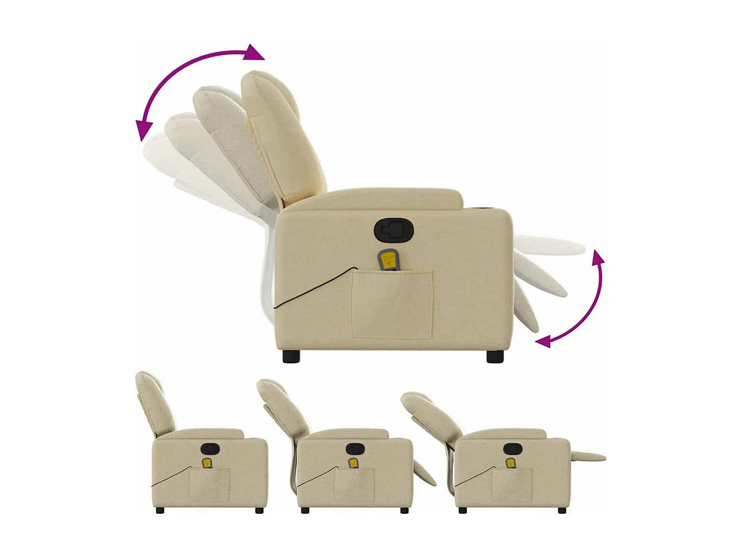 Fauteuil massant inclinable Crème Tissu