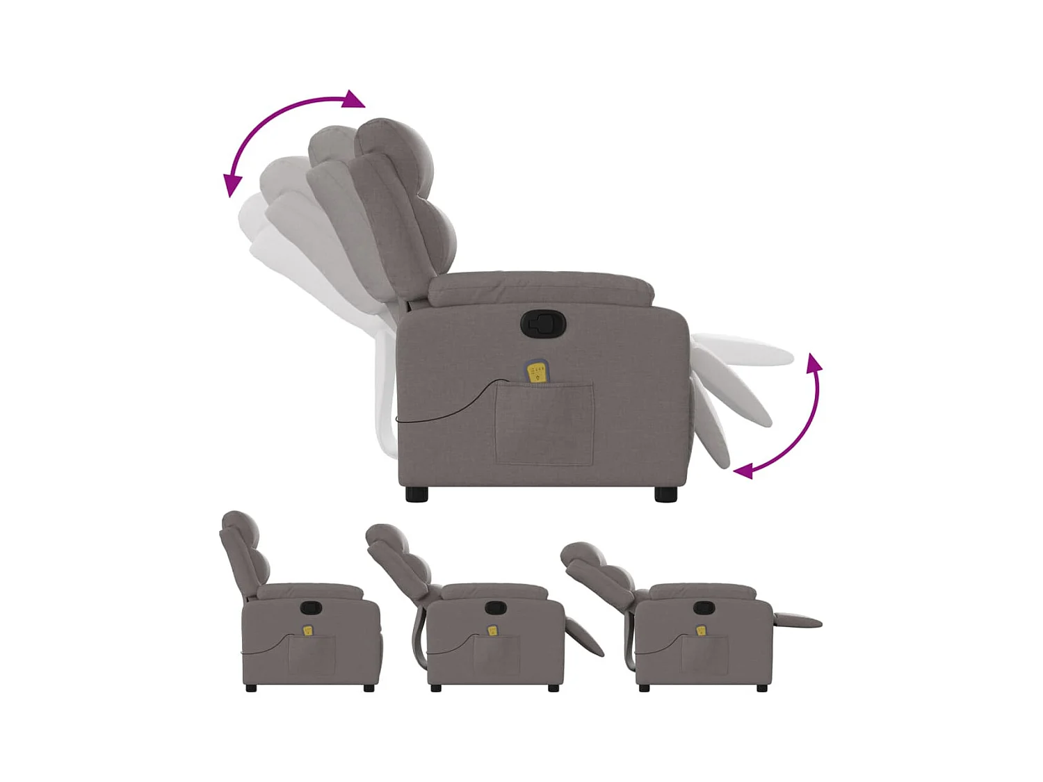 Fauteuil massant inclinable Taupe Tissu