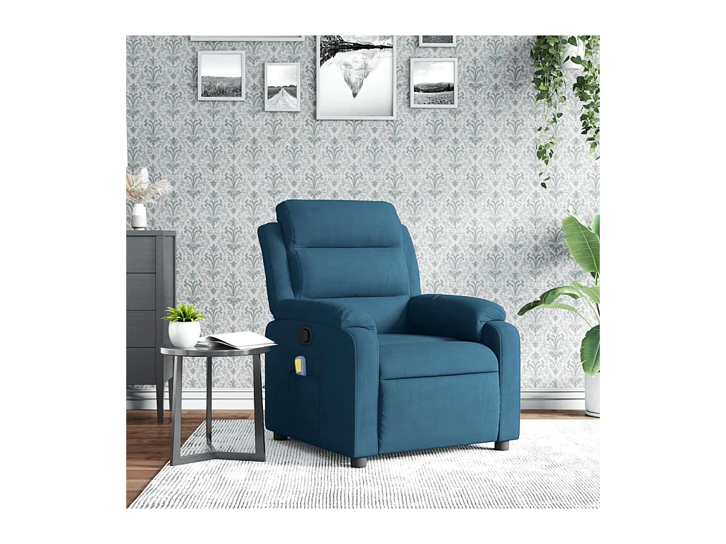 Fauteuil inclinable massant bleu velours