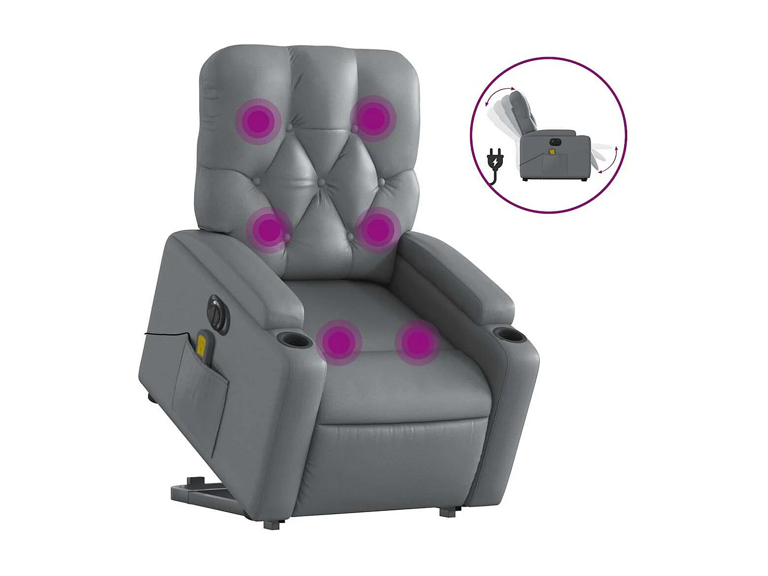 Fauteuil inclinable massant électrique gris similicuir