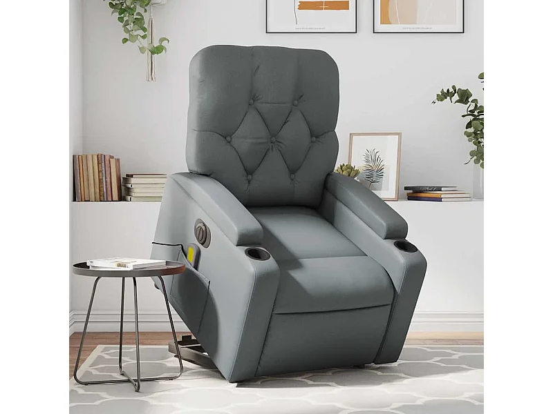Fauteuil inclinable massant électrique gris similicuir