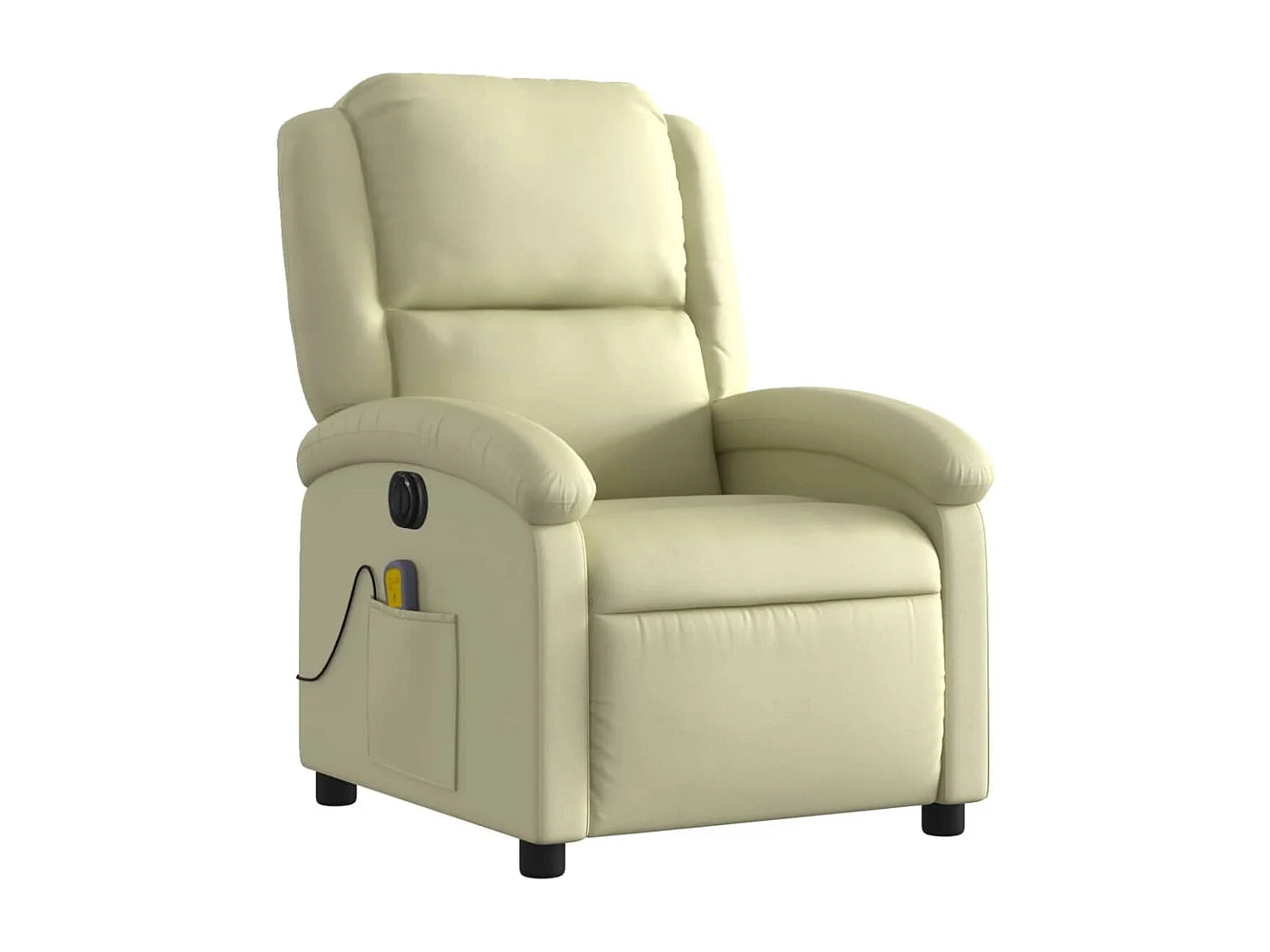 Fauteuil massant inclinable électrique crème cuir véritable