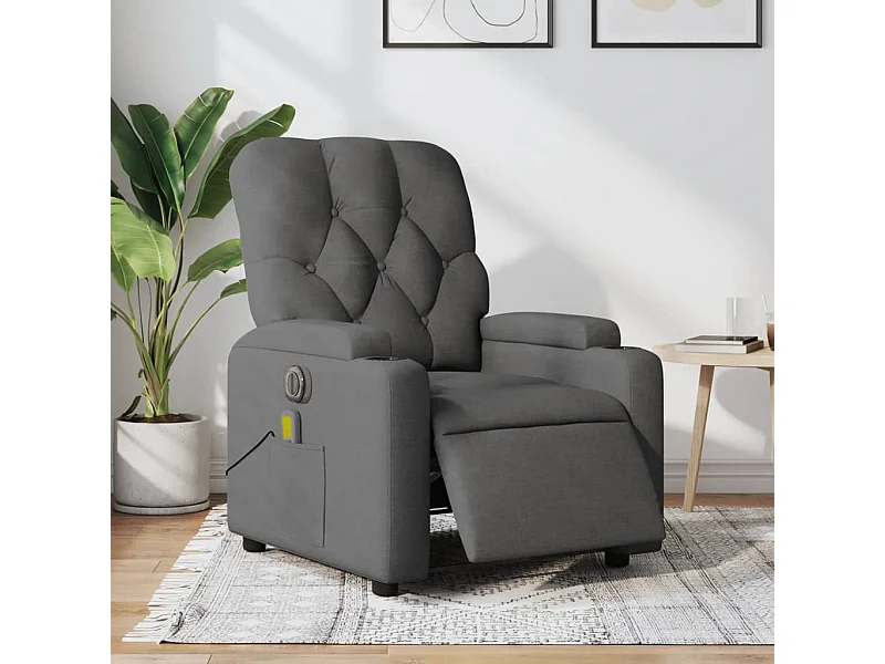 Fauteuil inclinable massant électrique gris foncé tissu