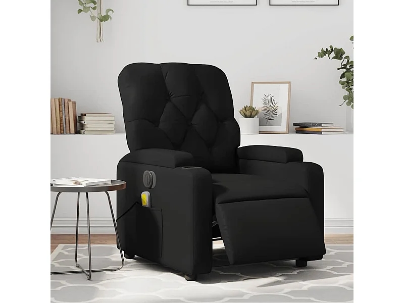 Sillón de masaje reclinable eléctrico cuero sintético negro