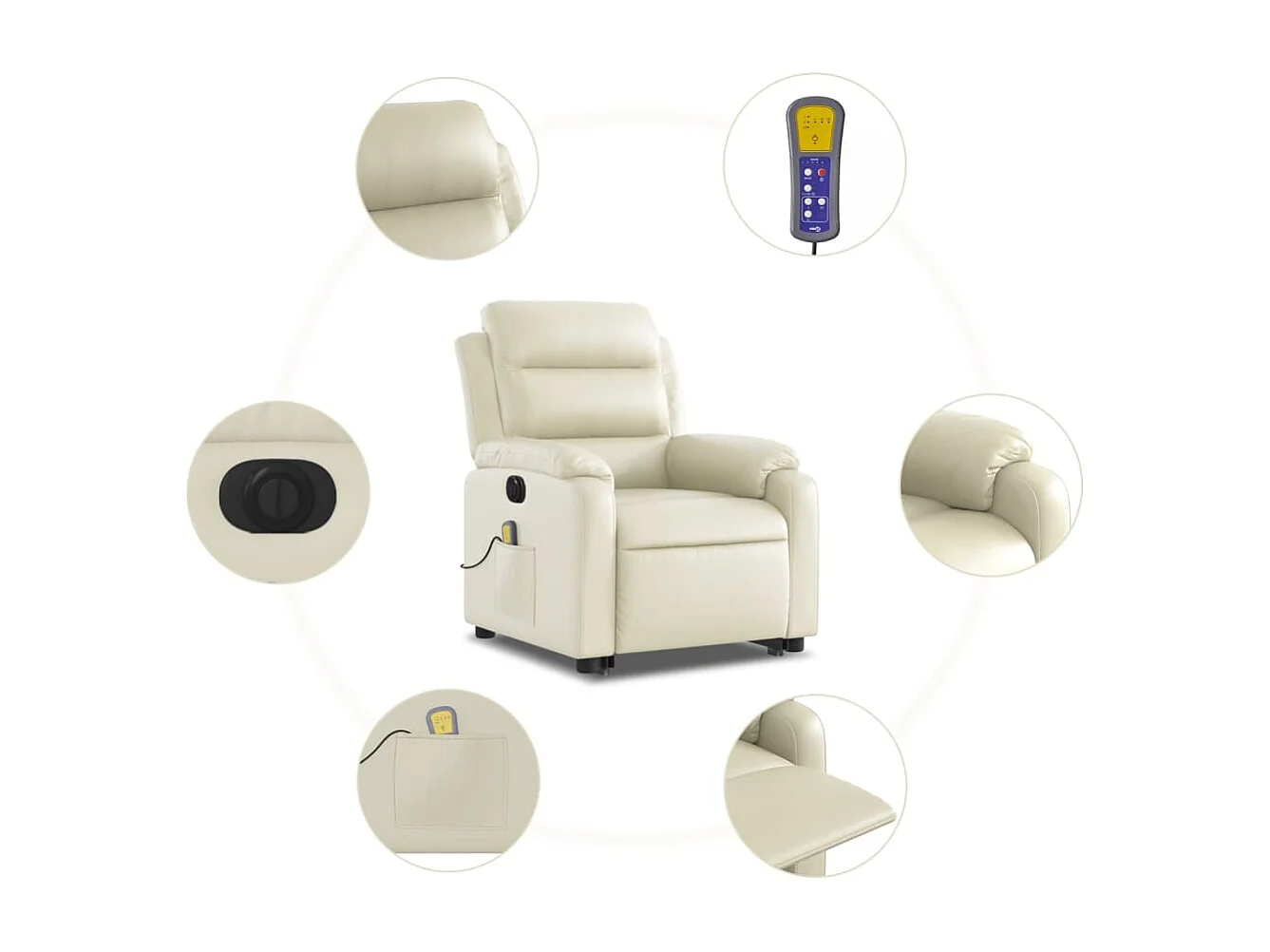 Fauteuil inclinable massant électrique crème similicuir