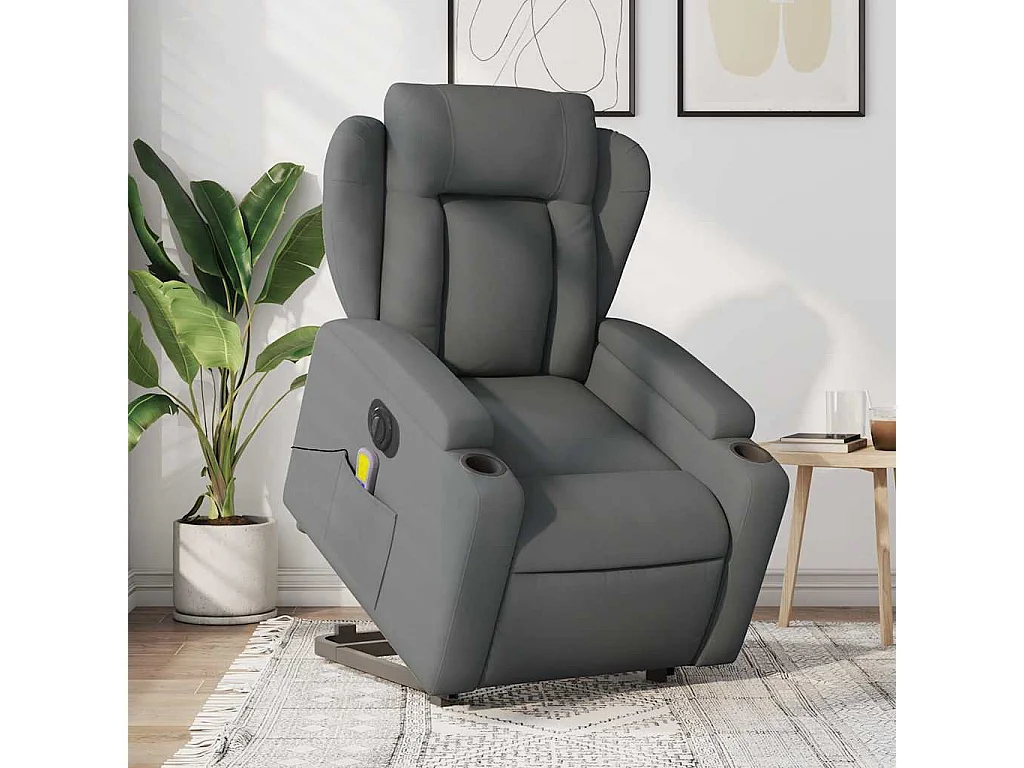 Fauteuil inclinable massant électrique Gris foncé Tissu