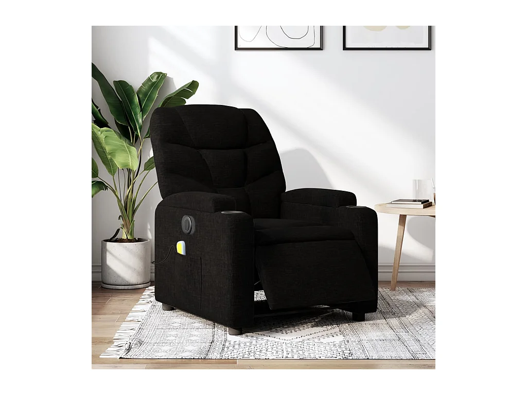 Fauteuil massant inclinable électrique Noir Tissu